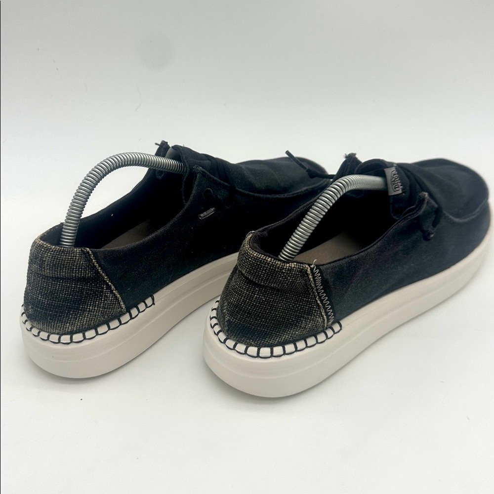 Hey Dude Wendy Off Black Chambray Denim Women's Shoes - US 10 - Picture 11 of 13